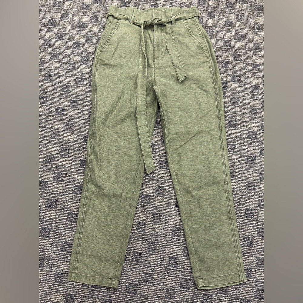Express Extreme High Rise Stretch Green Paperbag Cargo Trouser Pants